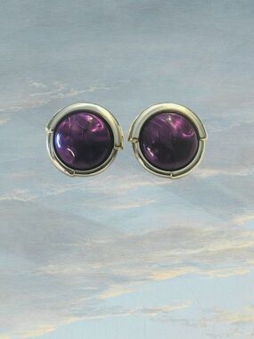 Purple Plastic Stud Clip-on Earrings - Unbranded Silver-Tone